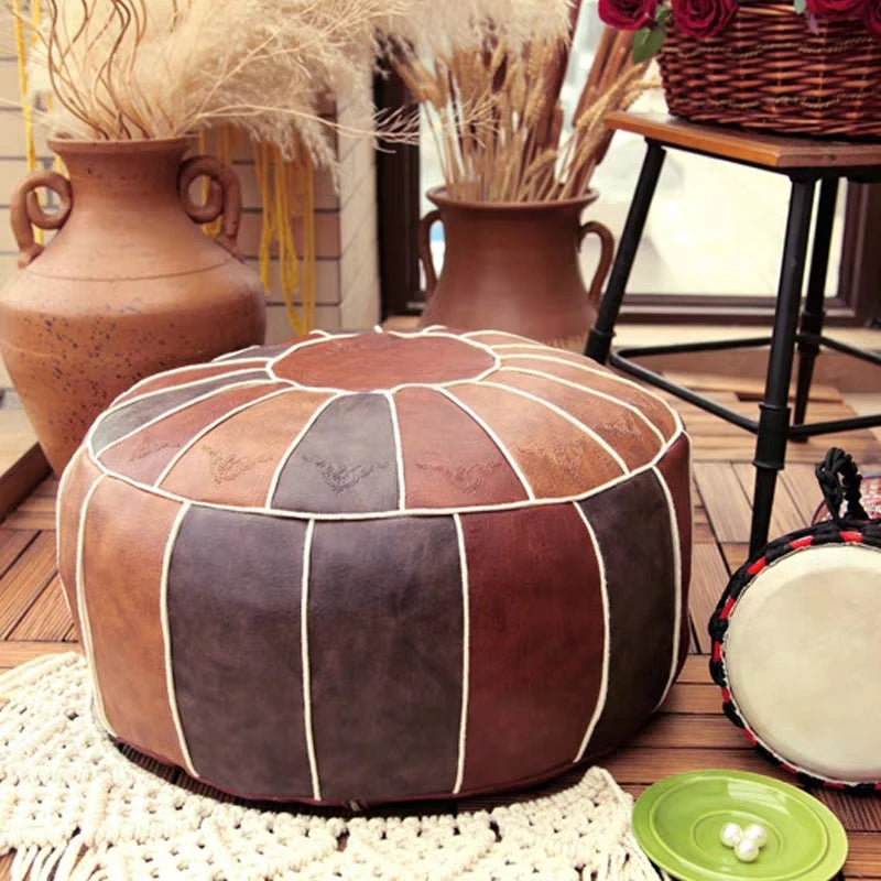 Embroidered Moroccan Pouf
