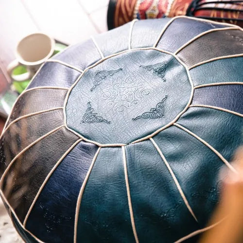 Embroidered Moroccan Pouf