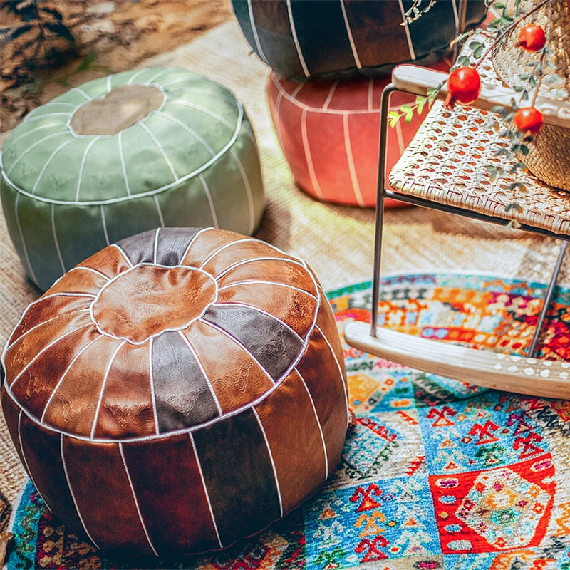 Embroidered Moroccan Pouf